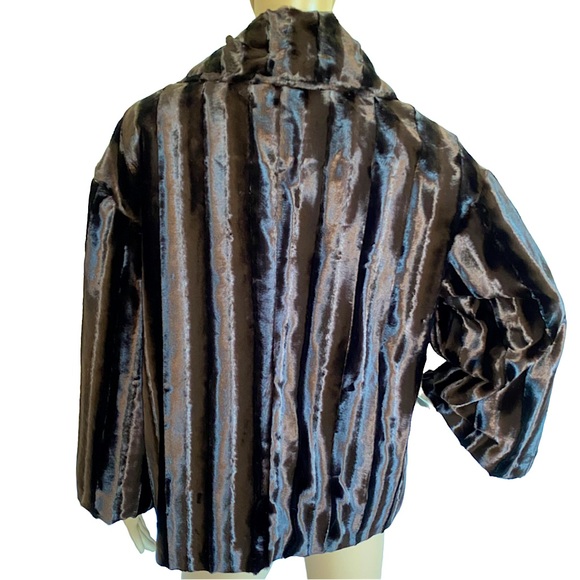 COLLECTION BY HARVE BENARD  | FAUX FUR DARK BROWN EVENING SWING JACKET  SZ 10 - Picture 2 of 14